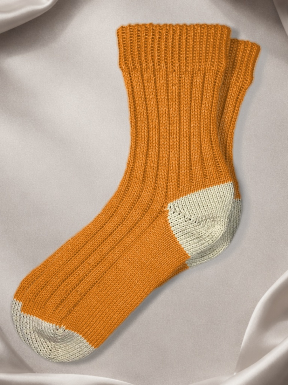 100% Pima Cotton Apricot Two-Tone Crew Sock | Handmade in the USA